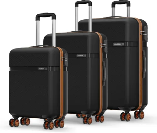 Image of SAFARI Hard Body Set of 3 Luggage 8 Wheels - Fury 55/66/75 4W Black Tan - Black