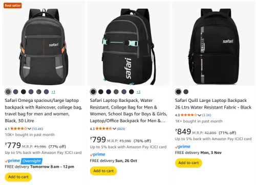 Image of Safari Laptop Backpacks upto 77% Discount