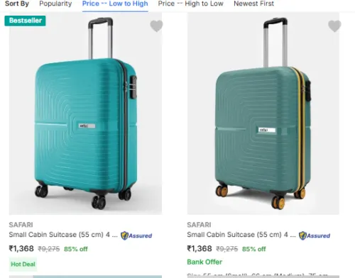 Image of Safari luggage is available at up to 85% discount.