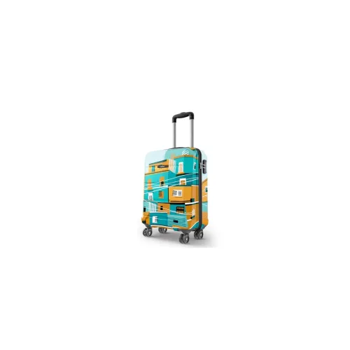 Image of Safari Oasis Polycarbonate Trolley Bag Cabin Size, 55 cms Printed Hard Side Travel Bag for Men and Women, 8 Wheel Spinne