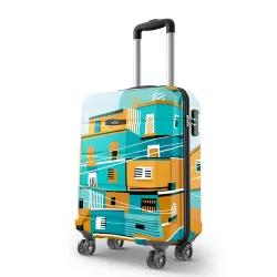 Safari Oasis Trolley Bag Cabin Size, 55 cms Printed Hard Side Travel Bag for Men and Women, 8 Wheel