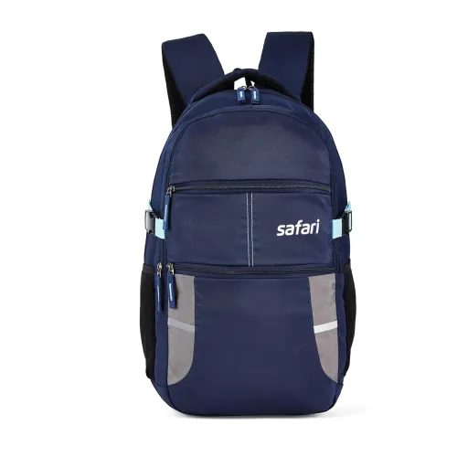 Image of Safari Omega Spacious/Large 5 Compartment Laptop Backpack With Raincover, College Bag, Travel Bag For Unisex, Navy Blue,