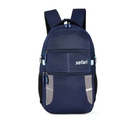 Safari Omega Spacious/Large 5 Compartment Laptop Backpack With Raincover, College Bag, Travel Bag For Unisex, Navy Blue,