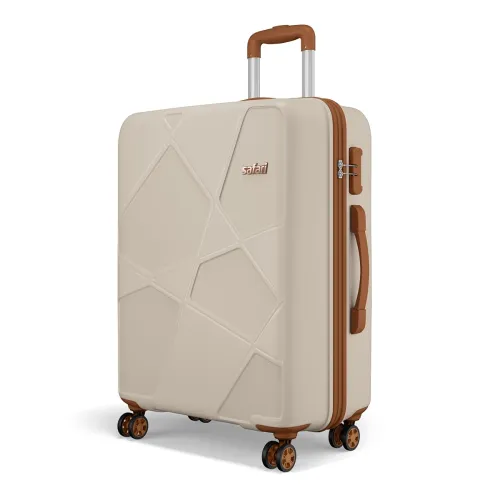 Image of Safari Pentagon Pro 75cm Large Trolley Bag | 8 Wheels Hard Case Suitcase Beige
