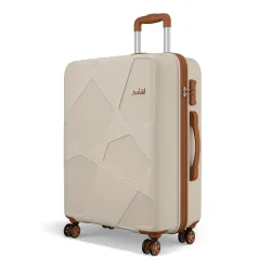 Safari Pentagon Pro 75cm Large Trolley Bag | 8 Wheels Hard Case Suitcase Beige