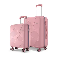 Safari Pentagon Pro 8 Wheels Set of 2 (Cabin + Medium) Trolley Bag, Hard Case Polypropylene, 360º Wheeling Small Check in Luggage, Suitcase for Travel, Trolley Bags for Travel, Rose Gold