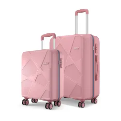Safari Pentagon Pro 8 Wheels Set of 2 (Cabin + Medium) Trolley Bag, Hard Case Polypropylene, 360º Wheeling Small Check i