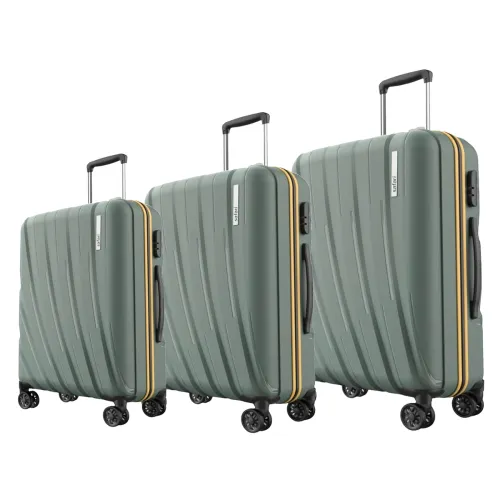 Image of Safari Polyproplyene Hard Shell Cairo 8 Wheels, 5 Years Warranty (Cabin & Check-in) Trolley Spinner Luggage Set