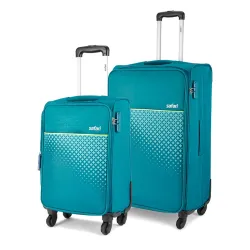 Safari Set of 2 Prisma Neo (Cabin + Medium) Trolley Bags Polyester Expandable Soft Luggage, 4 Wheels 360 Degree Wheeling