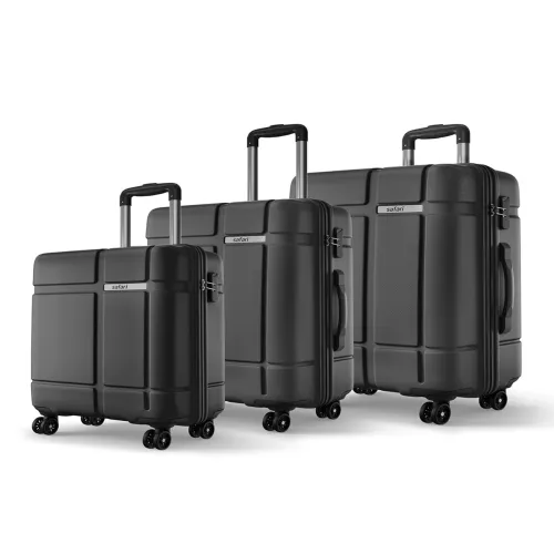 Image of Safari Route Black Set of 3 Trolley Bag 
