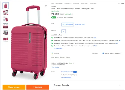 Image of SAFARI  Small Cabin Suitcase 4 Wheels 