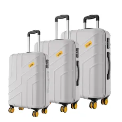 Safari Stratos Polycarbonate Luggage Set of 3 (Cloud Grey, 8 Wheels)