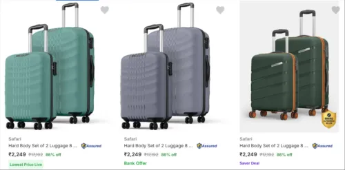 Image of Safari Suitcases set of 2 upto 86% Discount