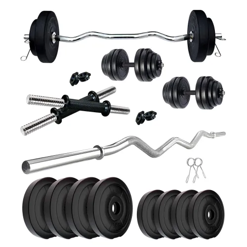 Image of SAFECO FITNESS 20 Kg Home Gym Set with One 3 Feet Curl and One Pair Dumbbell Rods Gym Set
