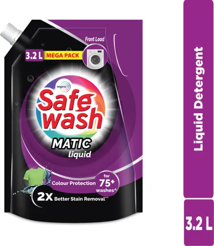 Image of SafeWash Front Load Matic Premium Refill Pouch with Colour-Protect Technology Fresh Liquid Detergent (3200 ml)