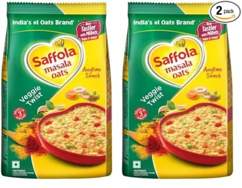 Image of Saffola Masala Oats |Veggie Twist | Tasty, Anytime Snack | Ready in 3 mins | Millets Goodness- with Bajra & Jowar | No m
