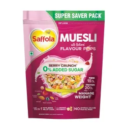 Saffola Muesli 0% Added Sugar Berry Crunch – 700g