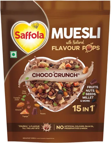 Image of Saffola Muesli Choco Crunch with Flavour Pops, 450g 