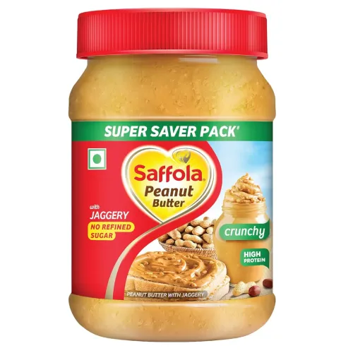 Image of Saffola Peanut Butter with Jaggery, Crunchy 850 gm | High Protein Peanut Butter | No Refined Sugar