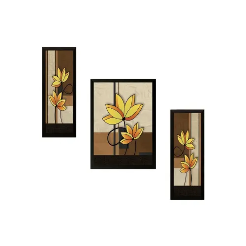 Image of SAF UV Textured Flower Print Framed Painting Set - 35 x 2 x 50 cm pack of 3