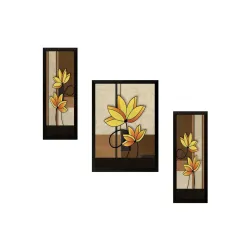 SAF UV Textured Flower Print Framed Painting Set - 35 x 2 x 50 cm pack of 3