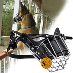 Sage Square Adjustable Wire Basket Dog Muzzle (Extra Small, Black)