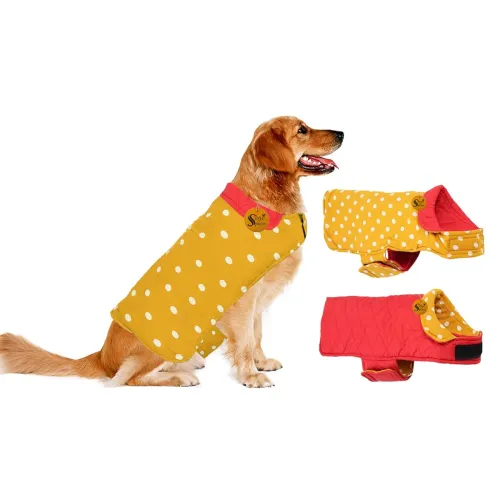 Image of Sage Square Dog Reversible Polka Print Winter Coat 