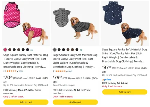 Image of Sage Square Dog Shirt staring at ₹70