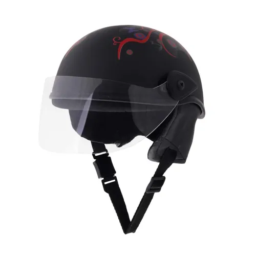 Image of Sage Square Multi-Purpose Half Helmet for Men, Women (Small, Black Matte Sticker Design 1) (Non-Motorized)