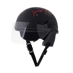 Sage Square Multi-Purpose Half Helmet for Men, Women (Small, Black Matte Sticker Design 1) (Non-Motorized)