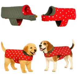 Sage Square Dual-Sided Polka Dot Dog Jacket – Protective Cold-Weather Gear for Pets, Lightweight, Cushioned, Designed fo