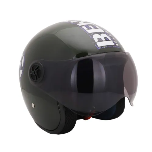 Image of Sage Square Two Wheeler ISI Marked Guardian Cruiser Open face Helmet for Unisex Adult (Extra - XL, Green Gloosy), ABS