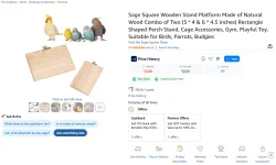 Sage Square Wooden Stand Platform Made of Natural Wood Combo of Two (3 * 4 & 6 * 4.5 inches) Rectangle Shaped Perch Stan