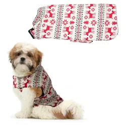 Sage Square Fleece-Lined Winter Dog Coat (Red Deer Print, Small)