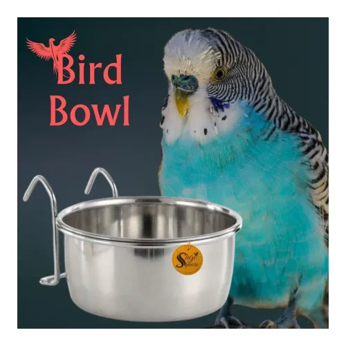 Image of Sage Square Rustproof Stainless Steel Bird Feeder Bowl 225ml Pack of 4
