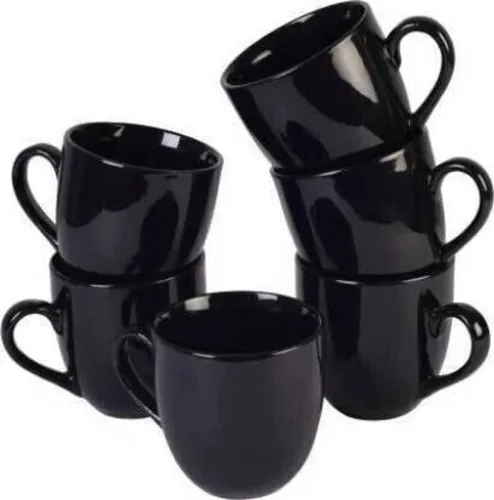 Image of Sai shine craft Pack of 6 Ceramic, Bone China KTCeSTORE Pack of 6 Ceramic Tea/Coffee Cups 130 Ml (Black)  (Black, Cup)