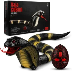 Sainiplayz RC Cobra Snake Toy, Realistic Crawling Movement, Flashing Eyes & Tongue (Black)