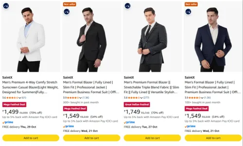 Image of SaintX Men's Blazer upto 70% discount 