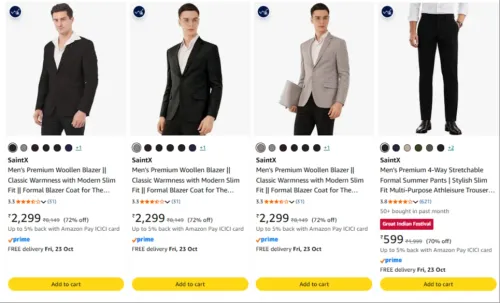 Image of SaintX Saints Men'S Blazer upto 72% Discount