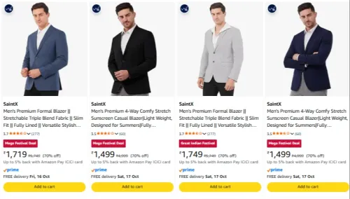 Image of SaintX Saints Men'S Blazer at minimum 70% Discount