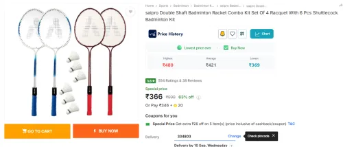 Image of Saipro Badminton Combo Kit – 4 Rackets & 6 Shuttlecocks