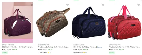 Image of SAKSHI FASHION Duffel Bags upto 89% Discount