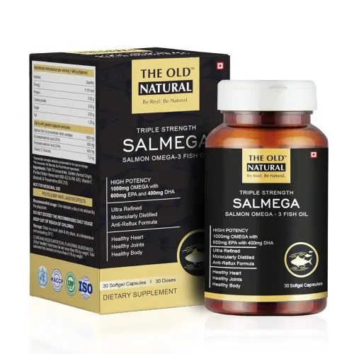 Image of Salmega Triple Strength Salmon Fish Oil 1000mg – 600mg EPA & 400mg DHA with Vitamin E | High Potency Omega 3 Capsules fo