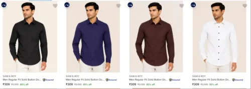 Image of SAM & ROY Men's shirts starting ₹309 