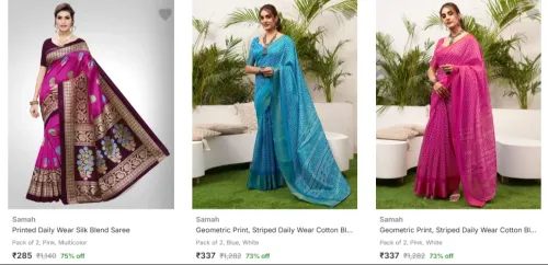 Image of Samah Stylish Saree Pack of 2 Starting @₹285 
