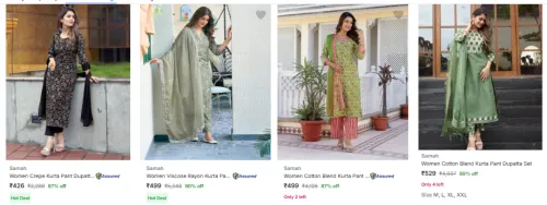 Image of Samah Women kurta set upto 90% discount 