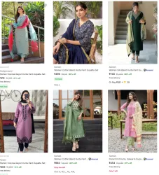 Samah Womens Ethnic Sets (Kurta Pant Dupatta Set) @ Up to 90% Discount