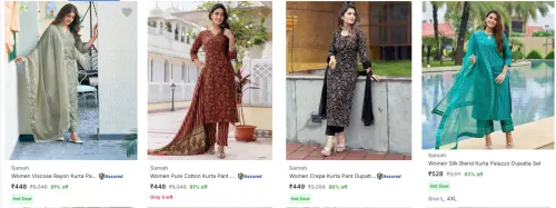 Image of Samah Women's Ethnic Sets upto 91% Discount