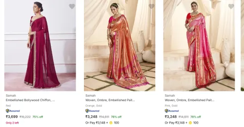 Image of Samah Women's Sarees at minimum 72% Discount