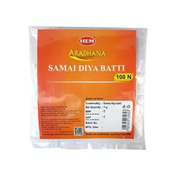 Hem Aradhana Samai Diya Batti | 100% Pure Cotton Wicks for Traditional Lamps | Long-Lasting & Clean Burn for Puja, Meditation & Rituals | Pack of 100 Wicks (Medium Size)